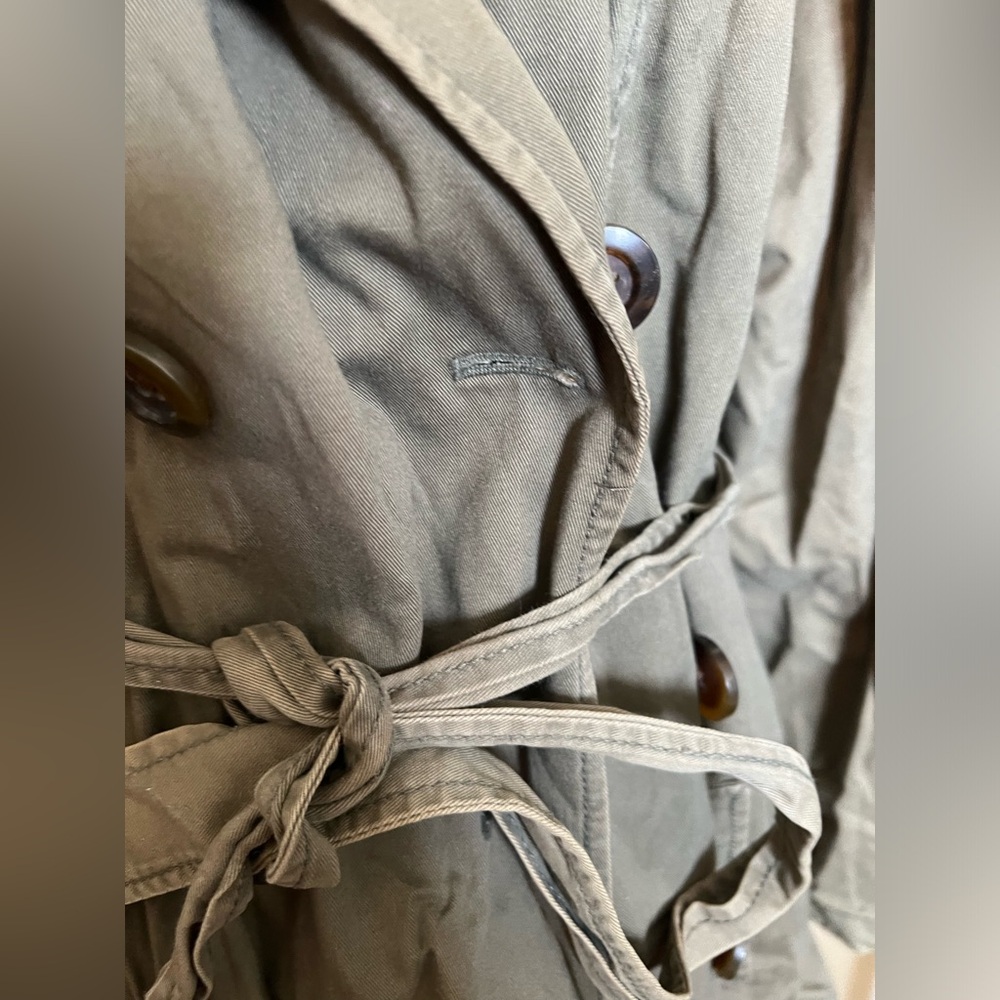 Old Navy 3X Double Breasted Army Green Waist Length Trench Coat - Picture 6 of 14